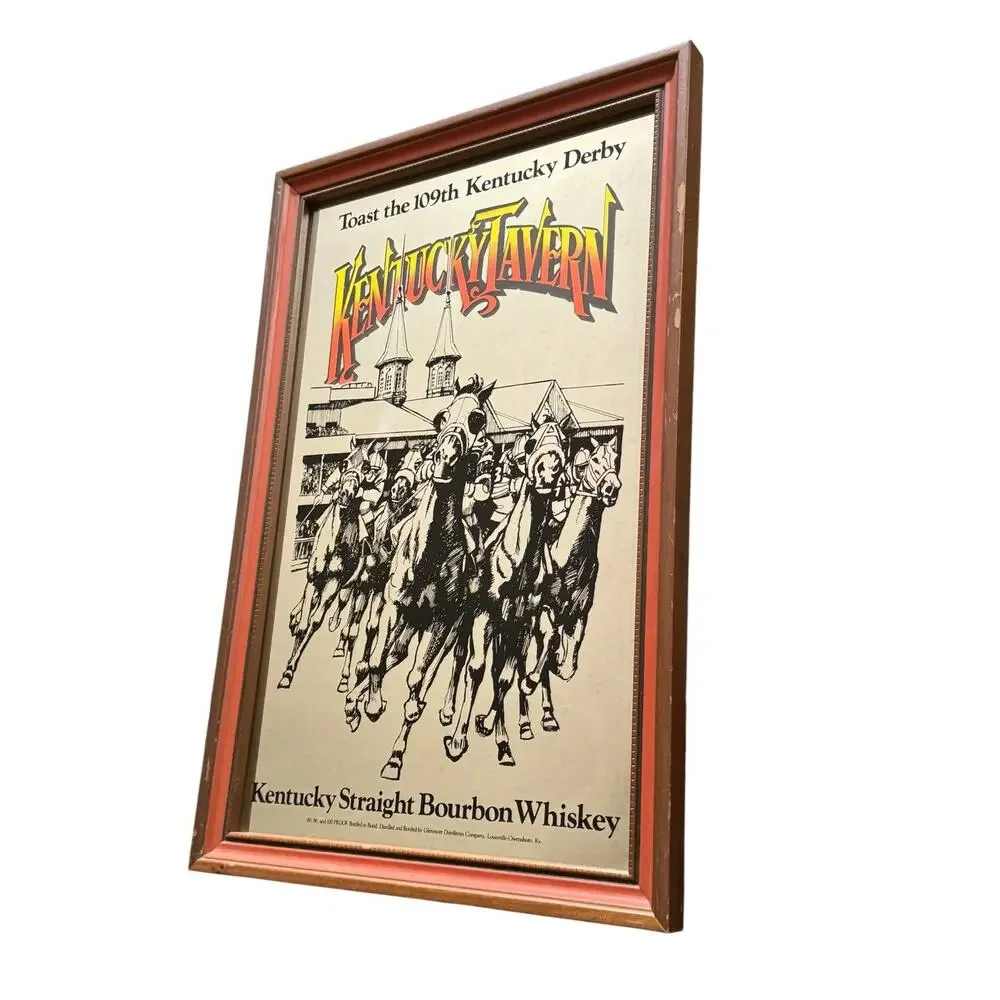 Vintage‎ Kentucky Tavern Bourbon Mirror 1983 Derby 109 Horse Racing Bar Decor